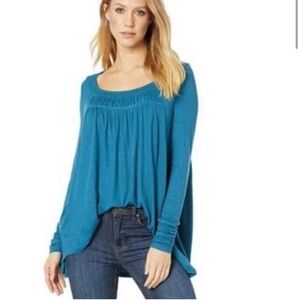 NWT We the Free Teal Love Valley Ribbed Long Sleeve Tunic Tee Medium Free People